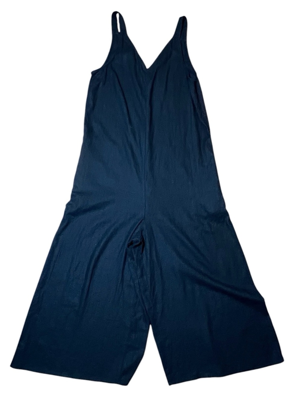 Dip black linen blend wide cropped leg sleeveless jumpsuit size M